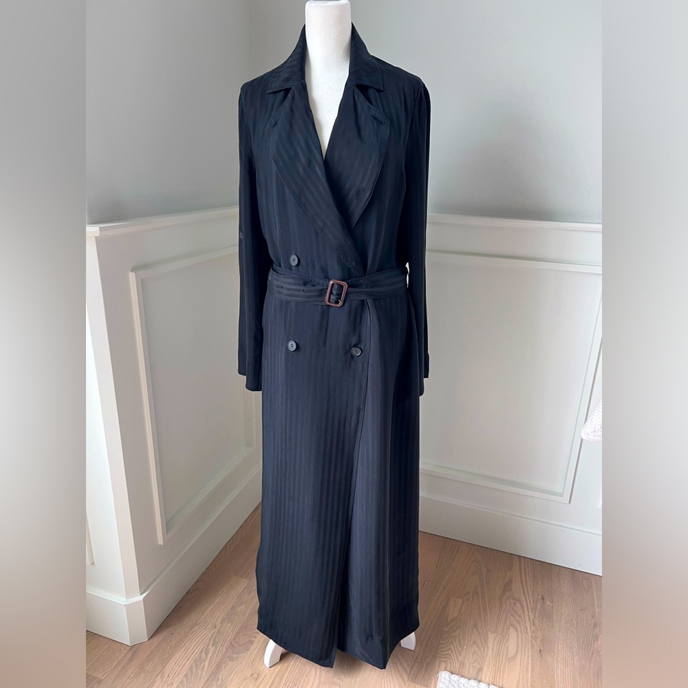 Raquel Allegra Black maxi trench coat size 0